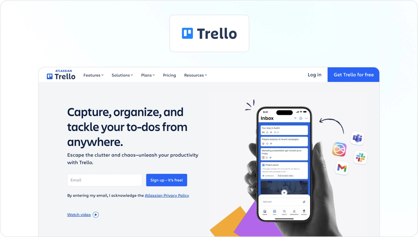 Trello homepage view