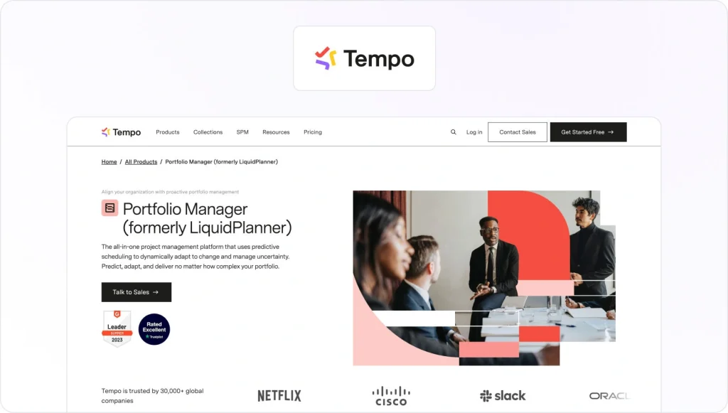 Tempo Liquid Planner homepage view