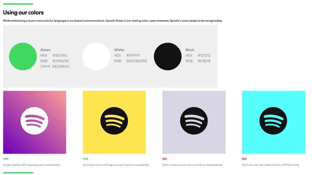 Brand guidelines document showing logo usage rules