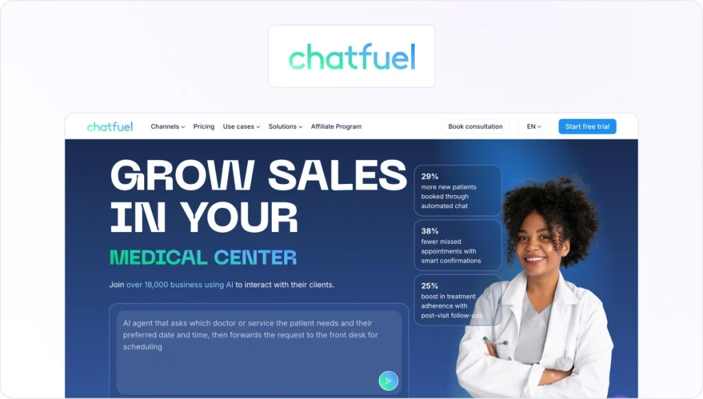 Chatfuel Homepage View