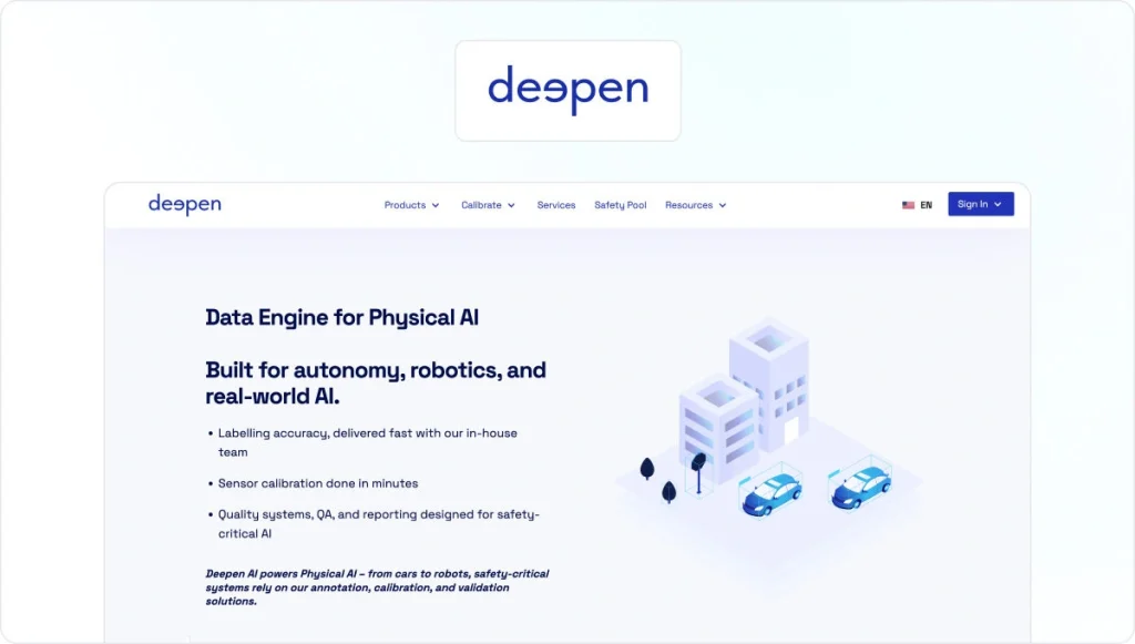 Deepen AI homepage view