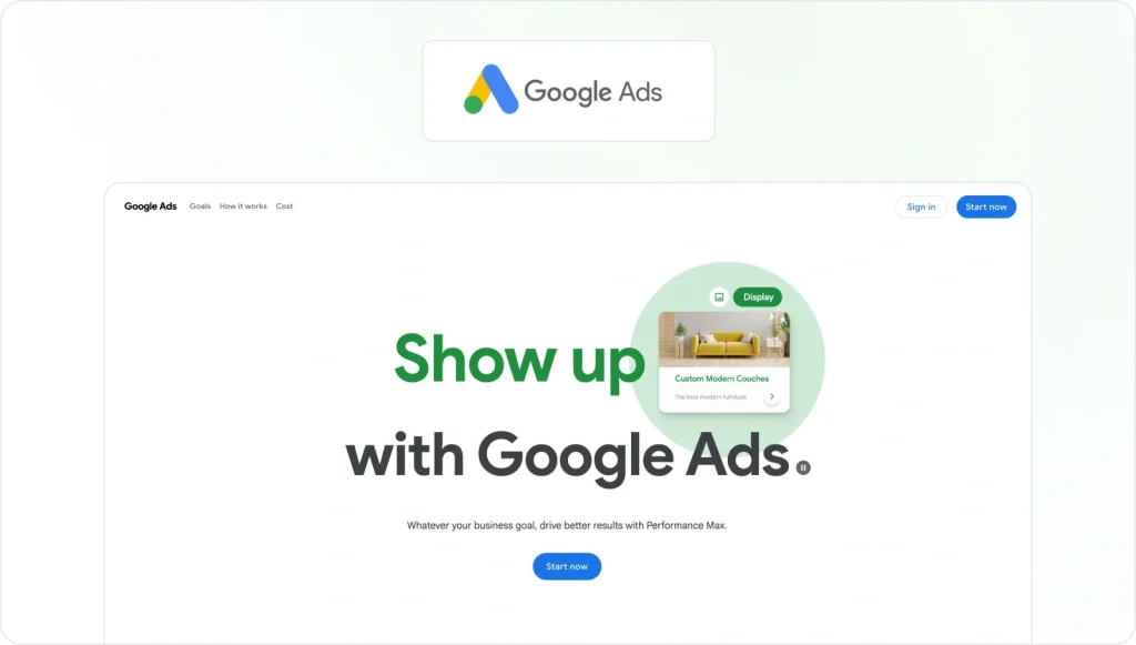 Google Ads Homepage View