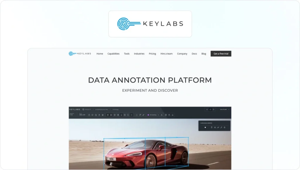 Keylabs homepage view