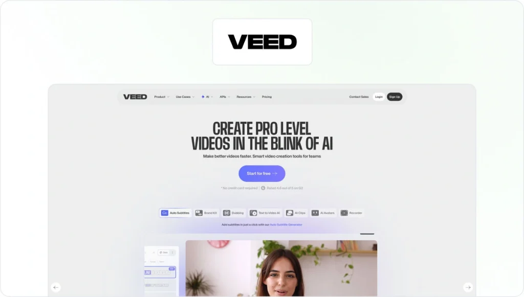 Veed homepage view