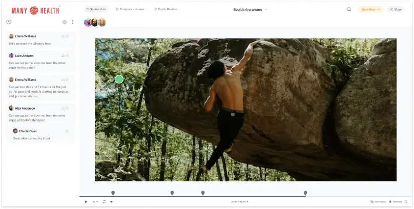 video annotation tool with comments on a bouldering video