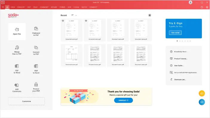 Captura de pantalla de Soda para comparar PDF