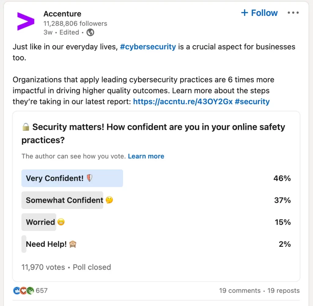 Accenture LinkedIn post