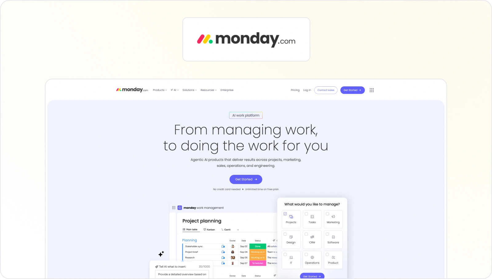 monday.com homepage view