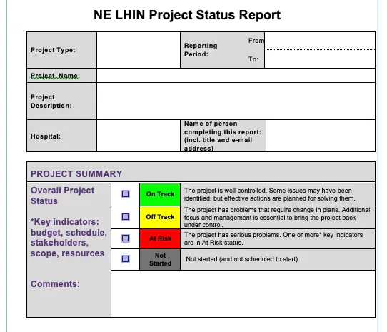 modèle de rapport sur l'état du projet