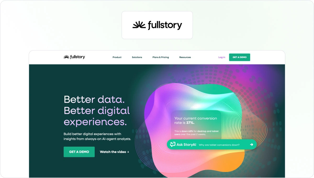 FullStory homepage view