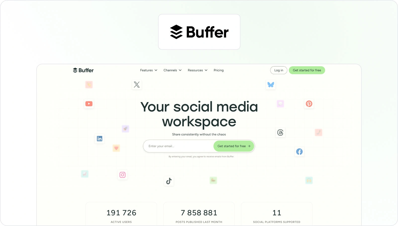 Buffer homepage view