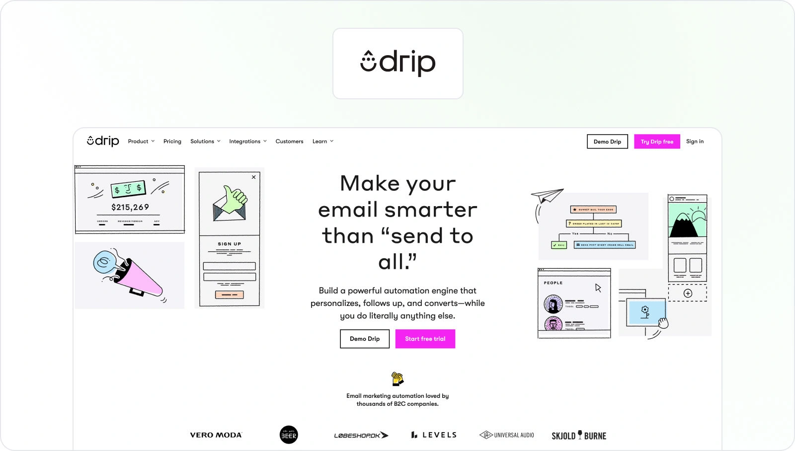 Drip homepage view
