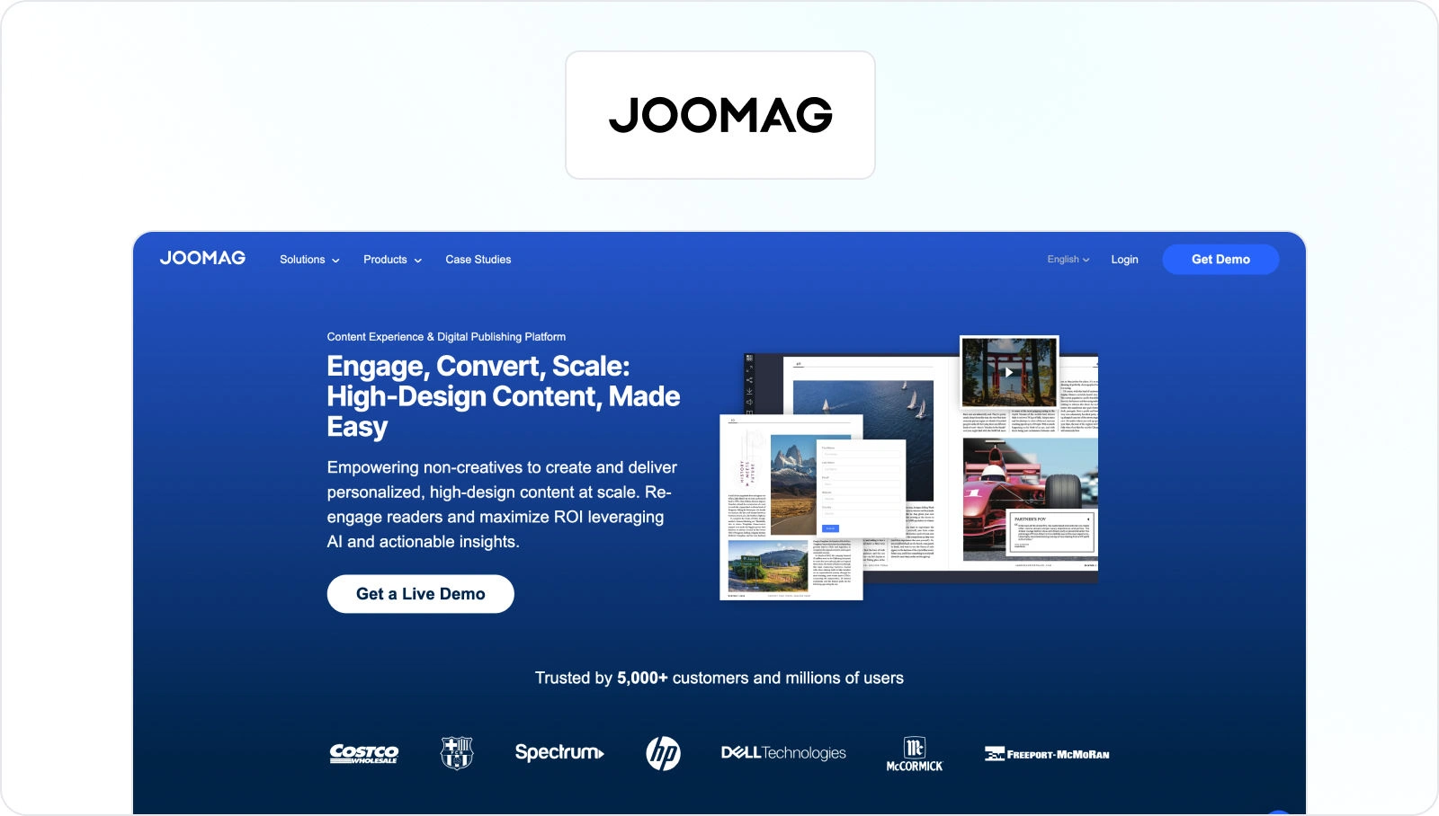 Joomag Homepage View
