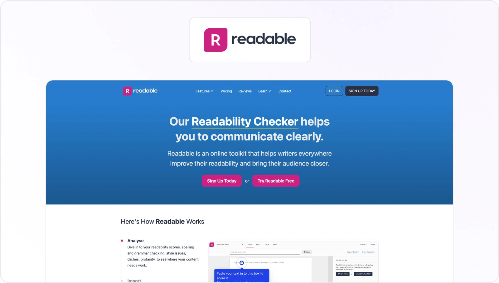 Readable homepage view.