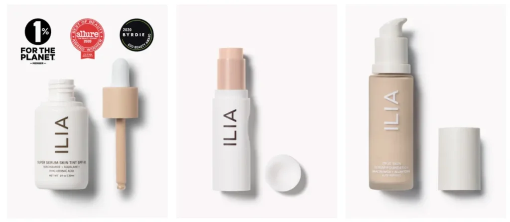 Ilia Beauty's product packaging perfectly reflects it brand personality.