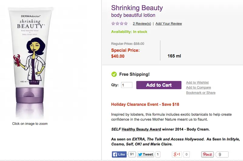 Shrinking Beauty - irreführende Werbung