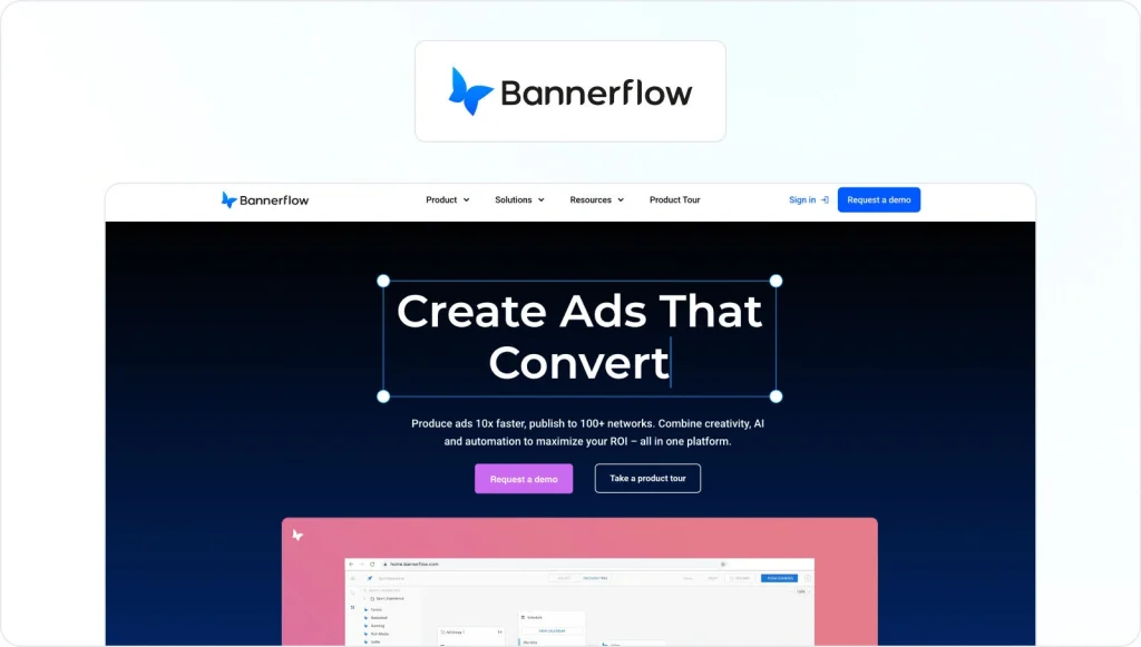 Bannerflow Homepage View.