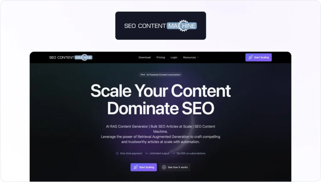 SEO Content Machine Homepage View