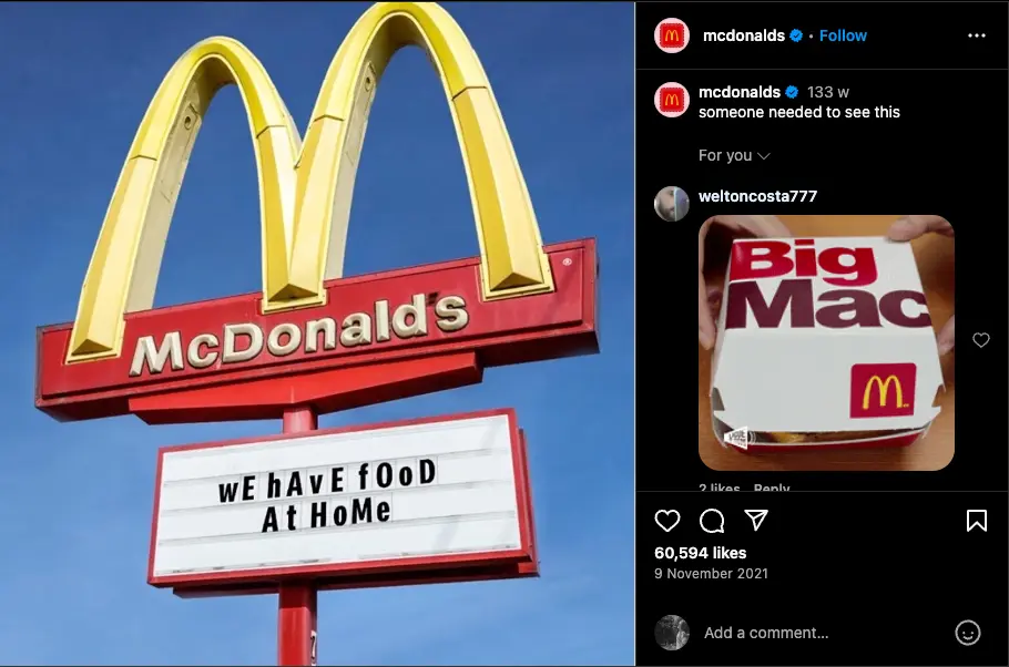 McDonalds Instagram post