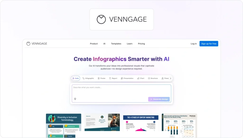 Venngage homepage view