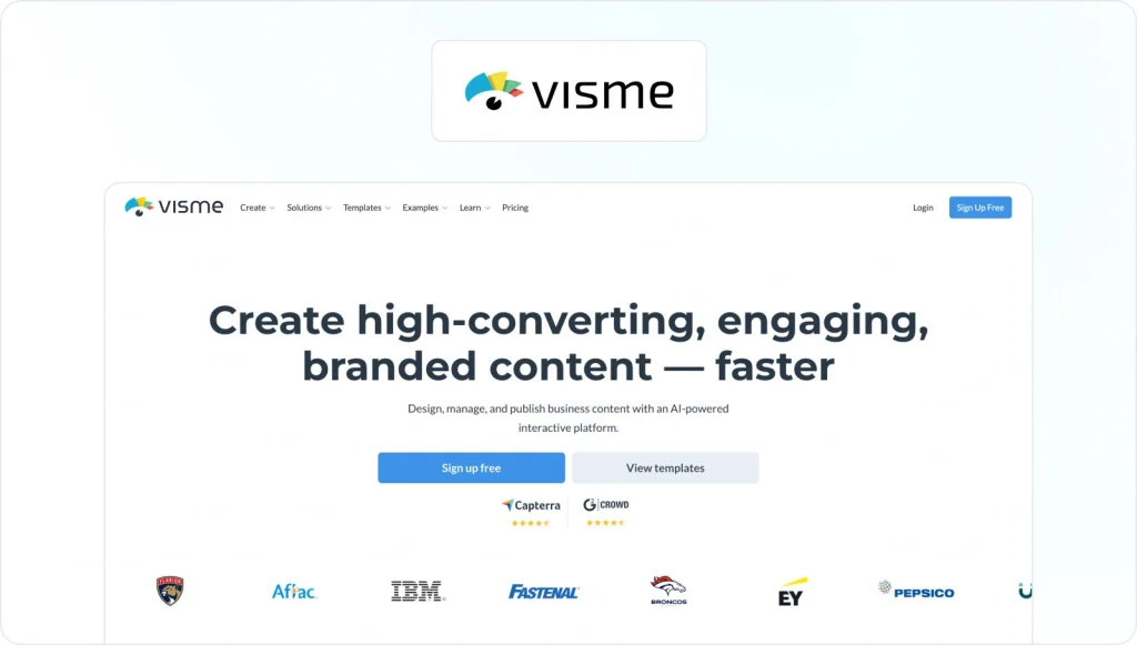 Visme homepage view