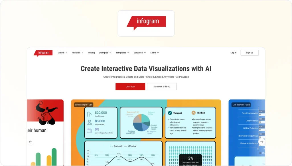 infogram homepage view