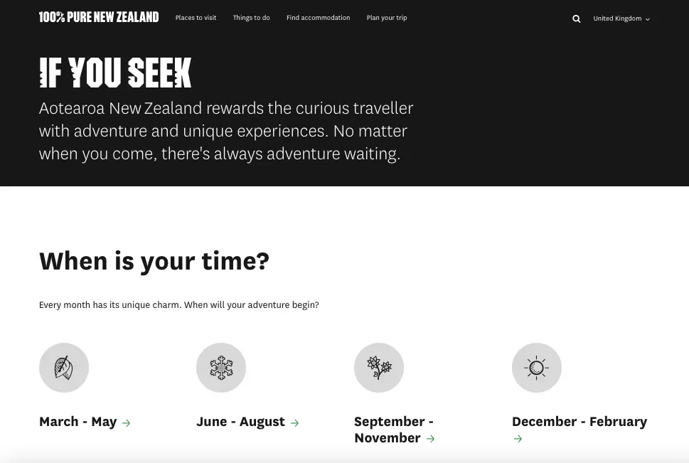 Tourism New Zealand's “100% Pure New Zealand” campaign