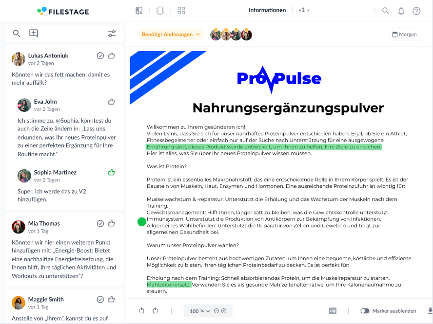 Feedback zu Dokumenten abgeben
