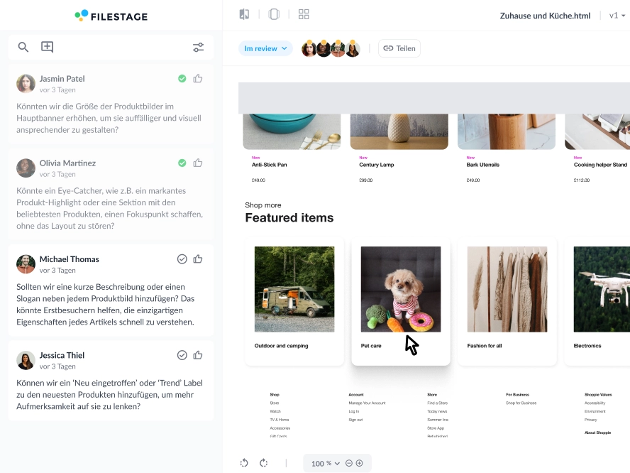 interagiere mit Website-Content