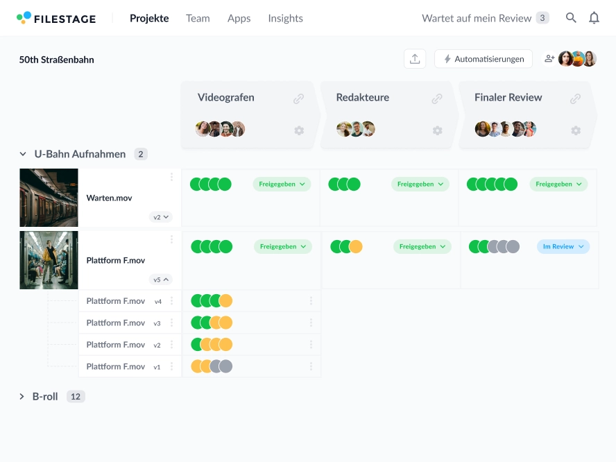 Alle Versionen und Review-Runden auf einen Blick