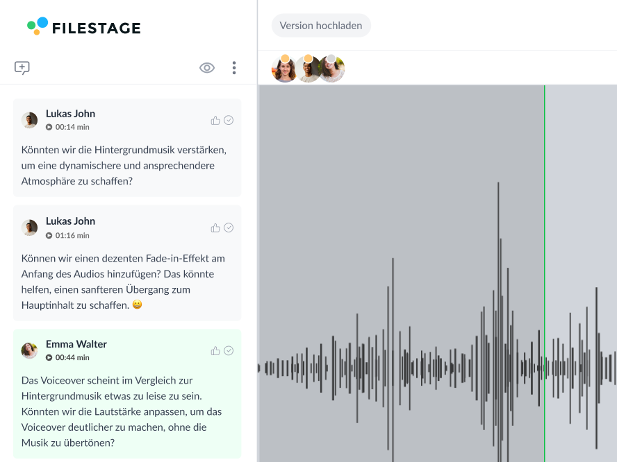 Feedback direkt neben der Datei hinzufügen