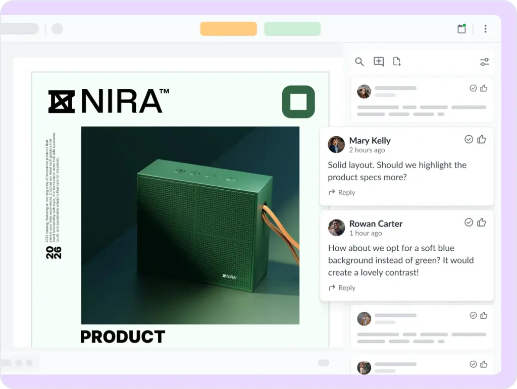 Collect feedback beside your files in Filestage's online proofing software