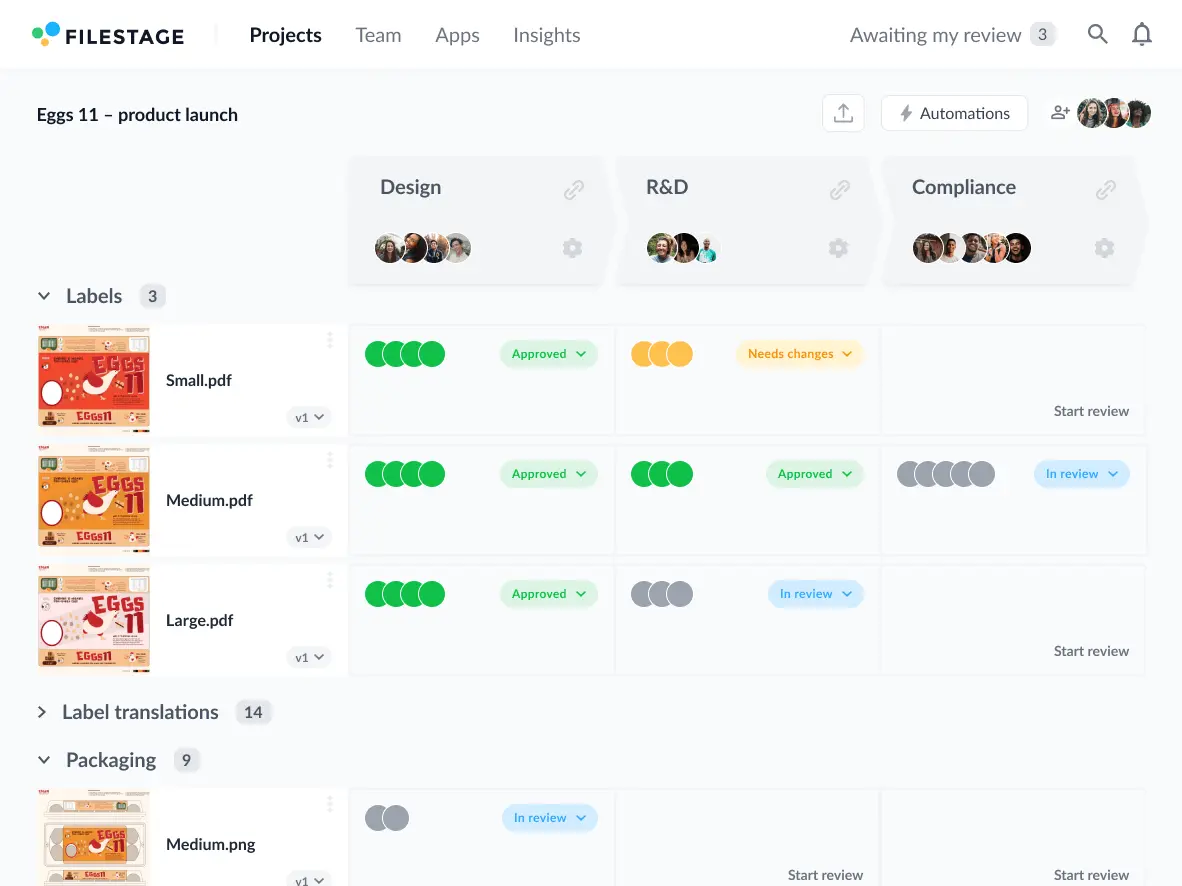 Packaging and labels-header