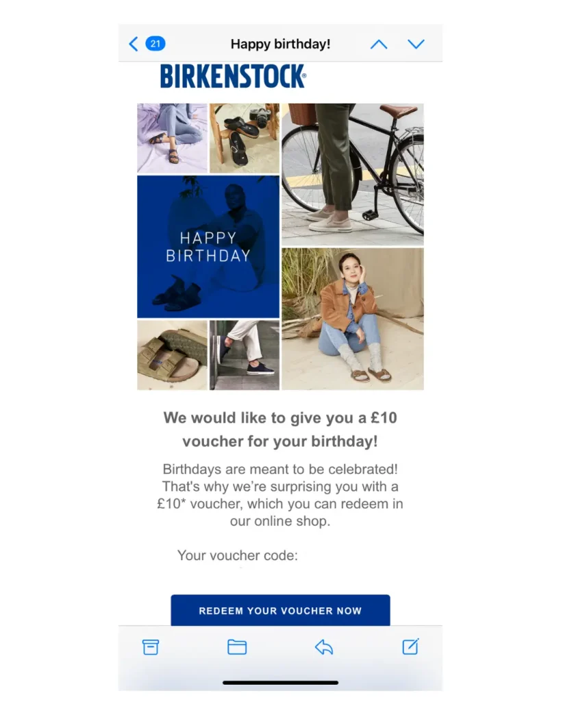 birthday email campaign