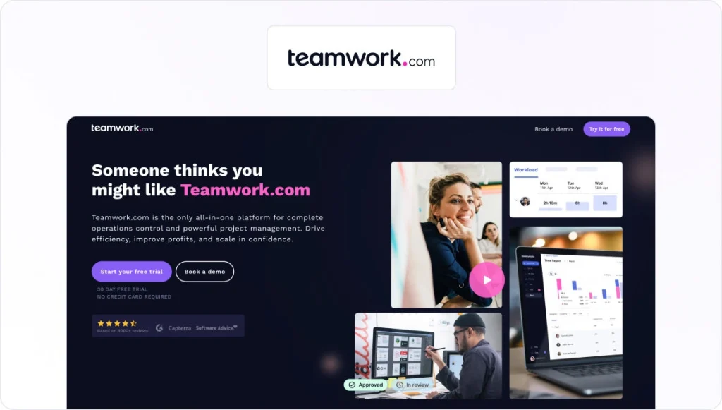 Teamwork.com homepage view