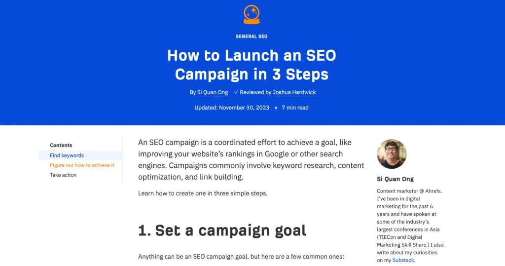 Ahrefs SEO campaign