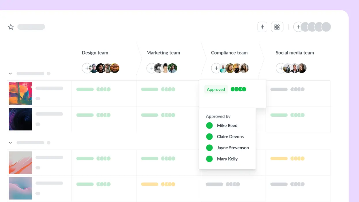 Clear overview of the file status in the Filestage dashboard