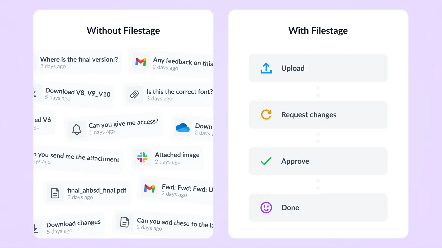 design approval without vs with Filestage