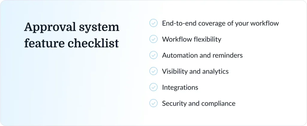 Approval system feature checklist