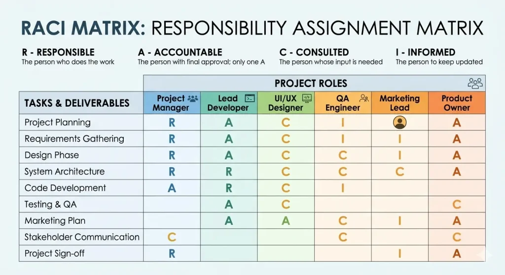 RACI matrix example