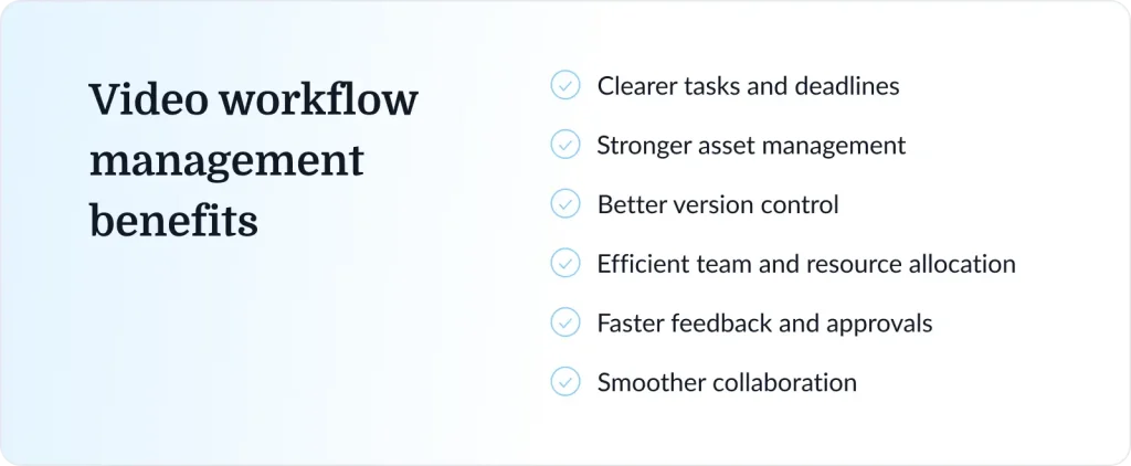 Video workflow management benefits