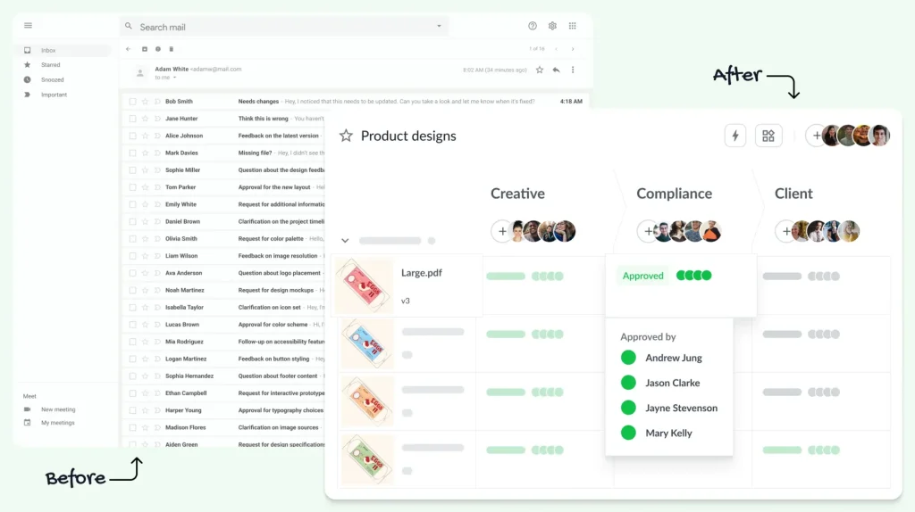 client feedback tool, email vs Filestage