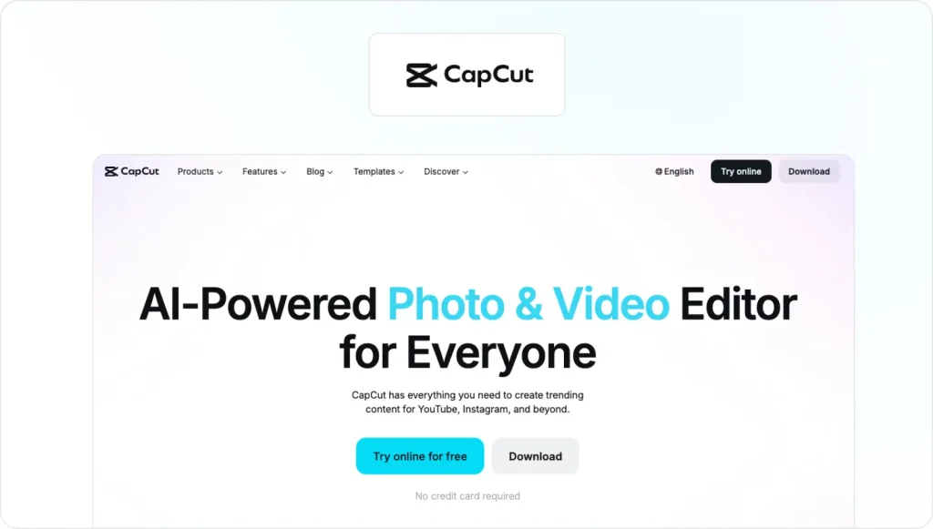 CapCut homepage