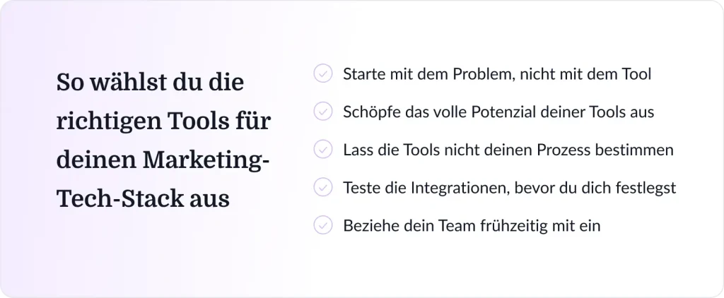 Die richtigen Tools für deinen Marketing-Tech-Stack auswählen