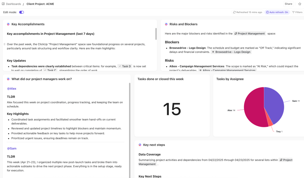 clickup ai cards