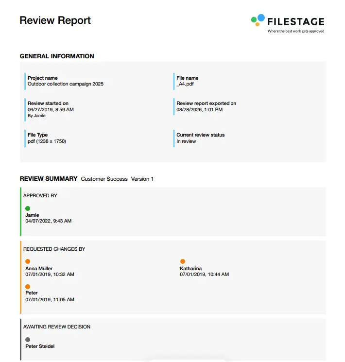 review report on filestage