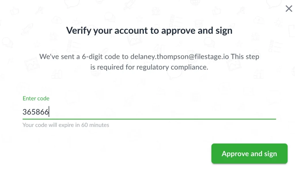 Filestage verified approval e-signature step for audit trail compliance on the Enterprise plan